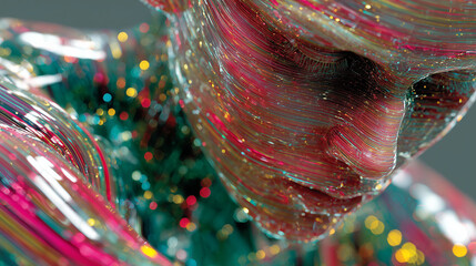 デジタル粒子に包まれた未来的ポートレート｜AIとテクノロジーのコンセプト