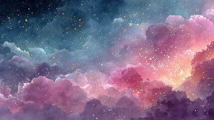 幻想的な星雲と銀河の宇宙背景｜カラフルなコズミックグラデーション