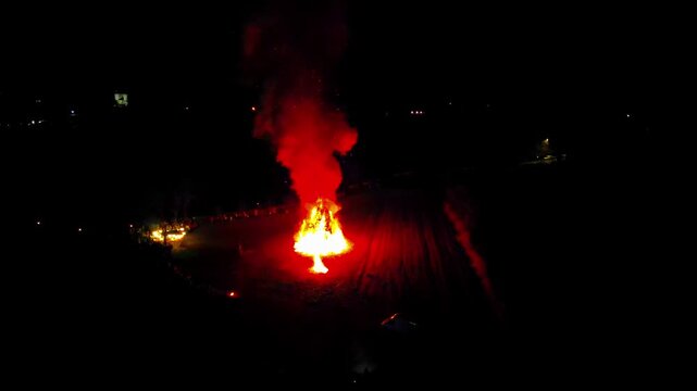 Ancient tradition of epiphany fires in Friuli. Pignarul and fireworks