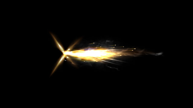 Gun flash. Realistic muzzle flash and shotgun fire and smoke