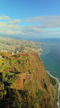 Scenic view of the Atlantic Ocean and coastal villages from Cabo Gir&atilde;o lookout
