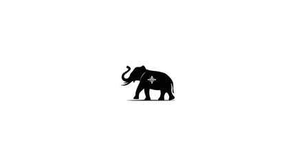 Fototapeta premium Silhouetted elephant design with an ornamental detail in the center, simple and elegant
