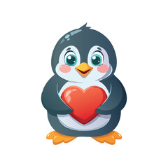 Obraz premium cartoon penguin holding a heart