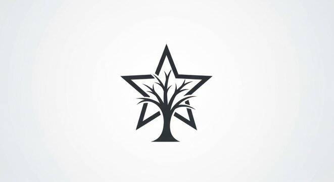 Tree within Star Symbol Logo - Nature and Spirituality