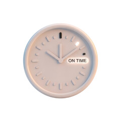 White Minimalist Clock with 'ON TIME' Message