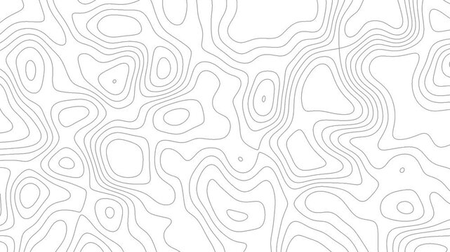 Moving Waves Topographic Map on White Background