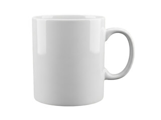 A white ceramic mug on a plain background