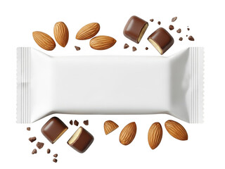 A white chocolate bar with almonds and chocolate chunks