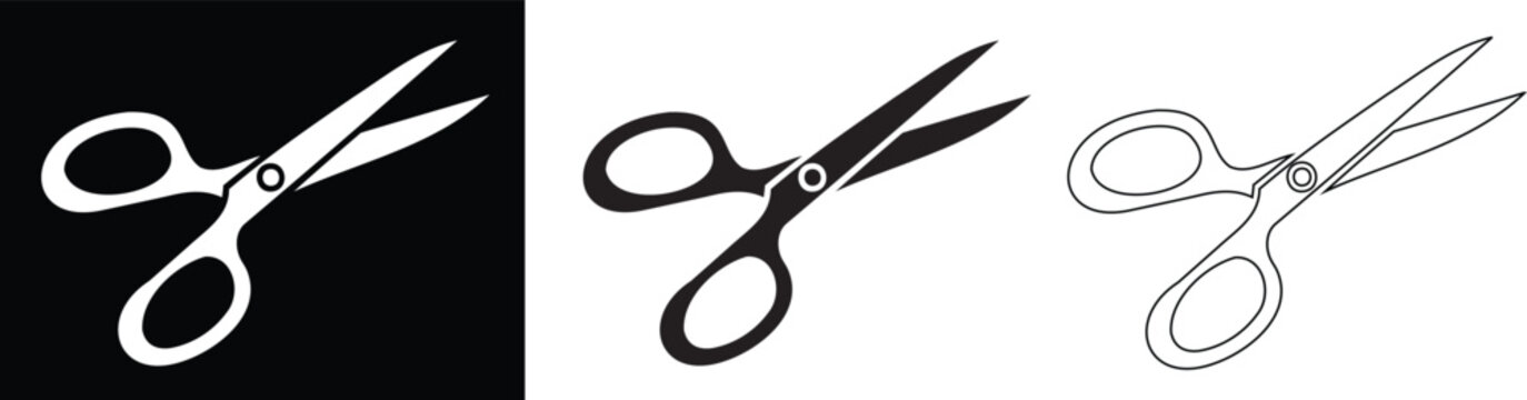 Hair cutting scissors silhouette icon set, scissor icon vector illustration on a white background 