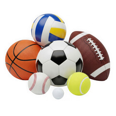 Assorted sports balls arranged together in a colorful display