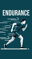 Fototapeta premium Depicting Physical Endurance: A Dynamic Runner in Motion Against a Teal Backdrop Design