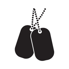 Two dog tags on dotted chain vector silhouette