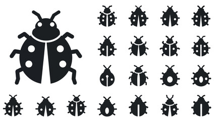 Collection of ladybug icons in various styles and designs displayed together © John