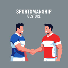 Obraz premium Depiction Of Sportsmanship In Handshake, Agreement Between Two Competitors, Victory Celebration