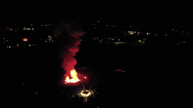 Ancient tradition of epiphany fires in Friuli. Pignarul and fireworks