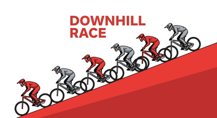 Obraz premium Downhill Cycling Race: A Dynamic Illustration Depicting Speed and Competition