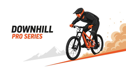 Obraz premium Downhill Mountain Biking Pro Series Illustrated: A Dynamic Sport Illustration In Action