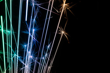 titanium spark star flare, explosion of sparks from an electrical short circuit