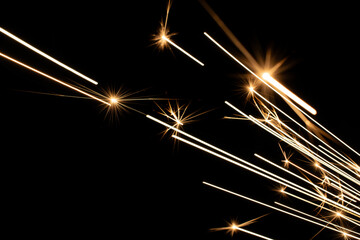 titanium spark star flare, explosion of sparks from an electrical short circuit