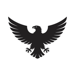Obraz premium Black silhouette eagle wings spread vector illustration freedom symbol