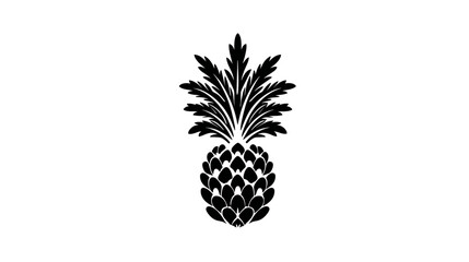 Obraz premium A simple, symmetrical black pineapple illustration with a spiky crown on a stark white background