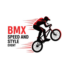 Fototapeta premium Dynamic BMX Rider Performing Stunt in Motion for Sport Competition Event Branding