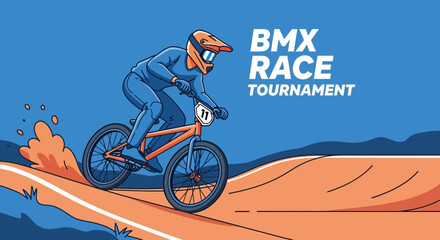 Naklejka premium Dynamic BMX Race Illustration Depicting Excitement And Competition In A Tournament