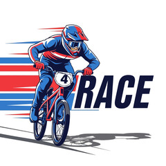 Naklejka premium Dynamic Bmx Racer In Action Against Speed Lines With Race Typography Design