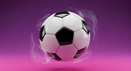 Fototapeta premium A soccer ball on a purple background with motion blur