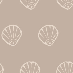 Doodle seashell pattern. Seamless coastal pattern