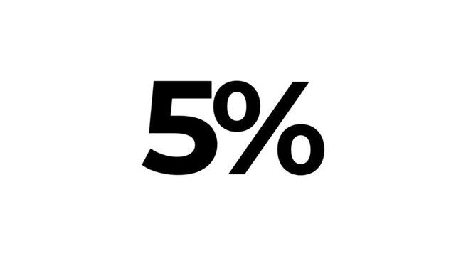 Percentage five Percent Sign. 5 percent percentage sign with white background.