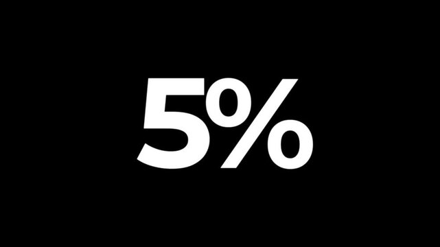 Percentage five Percent Sign. 5 percent percentage sign with black background.