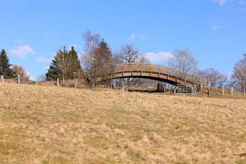 Fu&szlig;g&auml;ngerbr&uuml;cke im Naturschutzgebiet Stilleking bei L&uuml;denscheid in Nordrhein-Westfalen