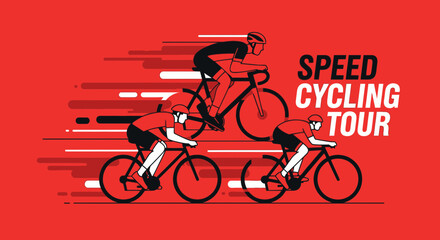 Fototapeta premium Dynamic Illustration of A Cycling Race with Cyclists Showcasing Energetic Motion