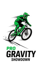 Obraz premium Dynamic Illustration of a Mountain Biker in Action for Pro Gravity Showdown Competition