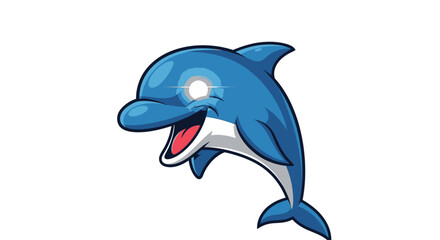 Obraz premium A stylized cartoon dolphin in mid-air with a joyful expression and bright eye