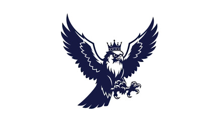 Obraz premium A heraldic style illustration of a crowned falcon with spread wings and talons