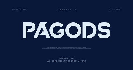 Fototapeta premium Introducing the Pagods font in a dark blue background