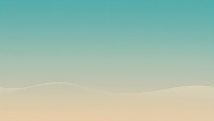 Fototapeta premium Minimalist Abstract Digital Background with Teal Gradient and Soft Beige Wavy Horizon Line