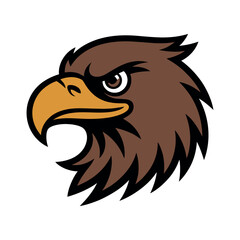 Fototapeta premium A cartoon eagle head with a fierce expression on a white background
