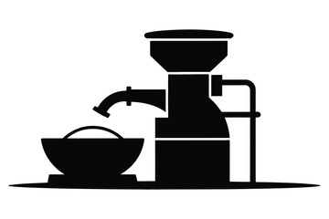 Rice Milling Machine Vector Icon - Industrial Paddy Husker and Grain Processing Equipment Silhouette for Agriculture and Food Production Design © Parvez