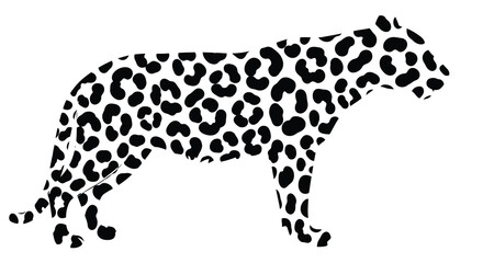 Leopard shape composed of spots a striking black and white silhouette © MdAbulBasher