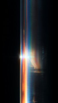 Light leaks Lens flare holographic effect vertical background. Texture of retro film overly, image with scratch, dust and lights