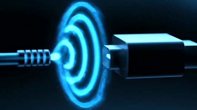 USB Cable Connection with Blue Glow.