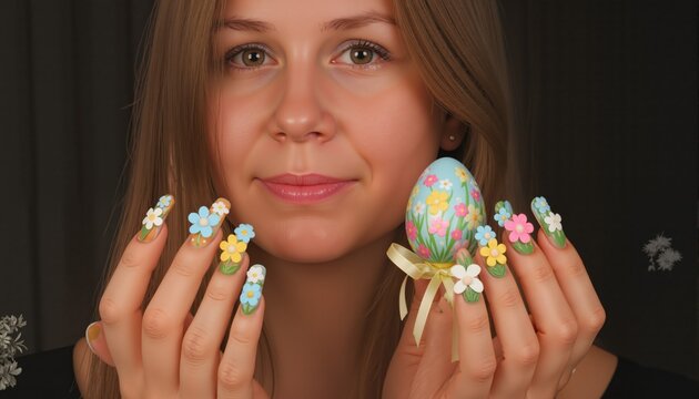 woman with easter eggs