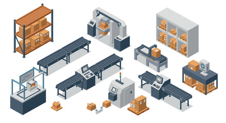 Isometric warehouse automation: conveyors, robots, and storage systems