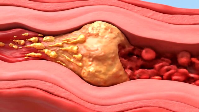 Clogged Artery with Plaque and Blood Cells.