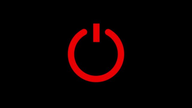 A power icon animation, and glowing power icon animation .Round power button icon. device on off button icon animation.HD video black background