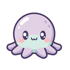Cute Kawaii Octopus Cartoon Illustration Vector Design