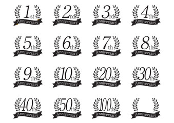 シンプルな月桂樹の周年アイコンセット